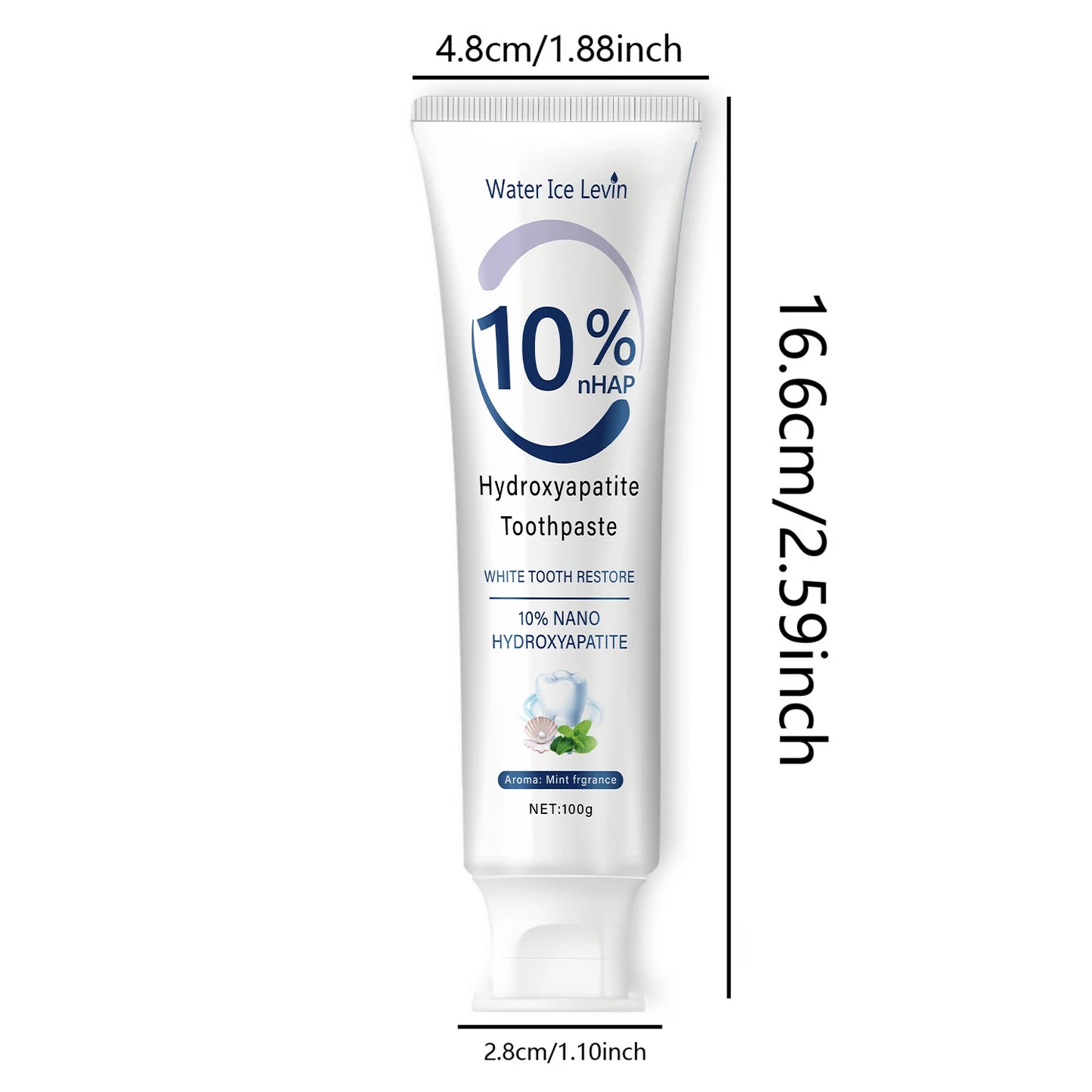 10% Nano Hydroxyapatite Toothpaste Restores White Teeth. Protects Gums. Deep Cleans. Brightens Smile. 100g Fresh Mint.